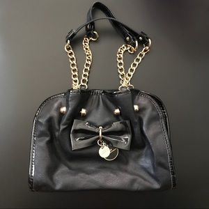 NWOT Lulu Guinness Gold Chain Black Bow Purse